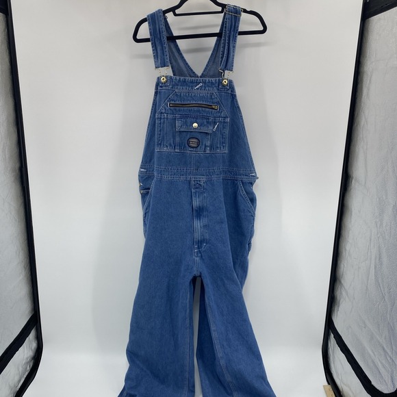 Berne Denim Bib Overalls Tag 48x30 Actual 46x26 Blue Workwear Chore Utility - Picture 2 of 16